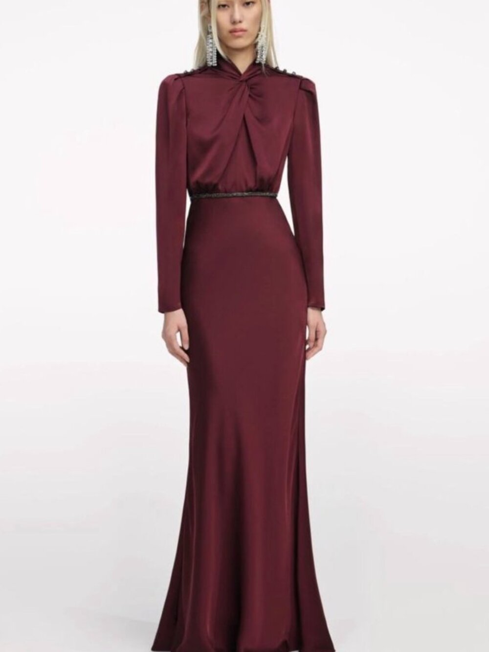NWT self-portrait burgundy satin maxi dress - size UK 10 / US 6